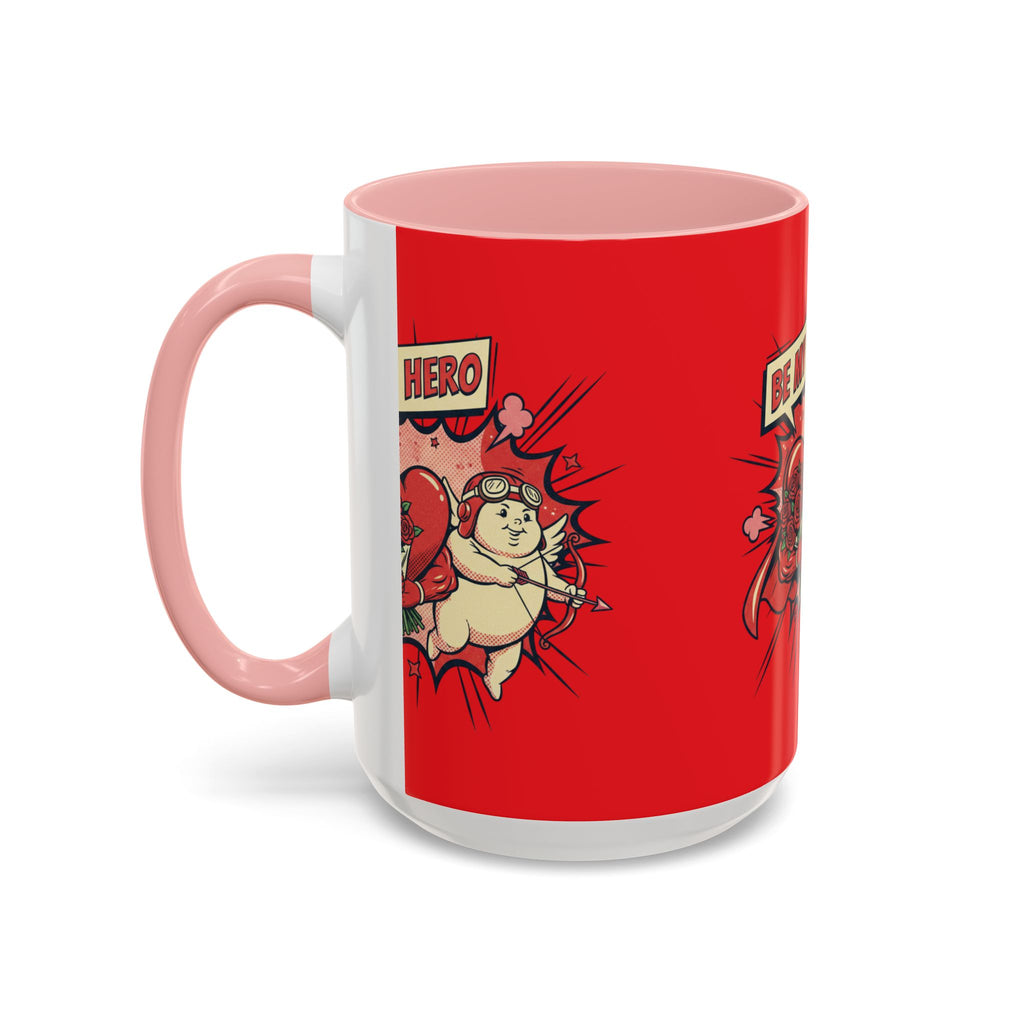 Be My Hero Coffee Mug — Cute Cupid Valentine Accent Mug (11/15oz)