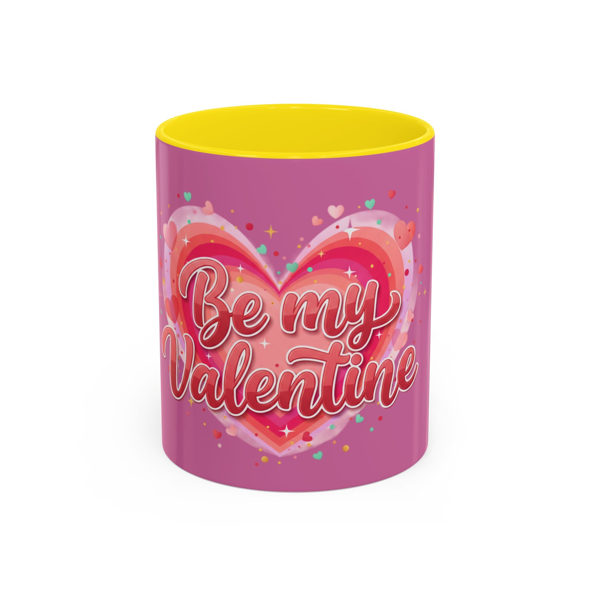 Valentine Coffee Mug — "Be My Valentine" Pink Heart Accent Mug (11/15oz)