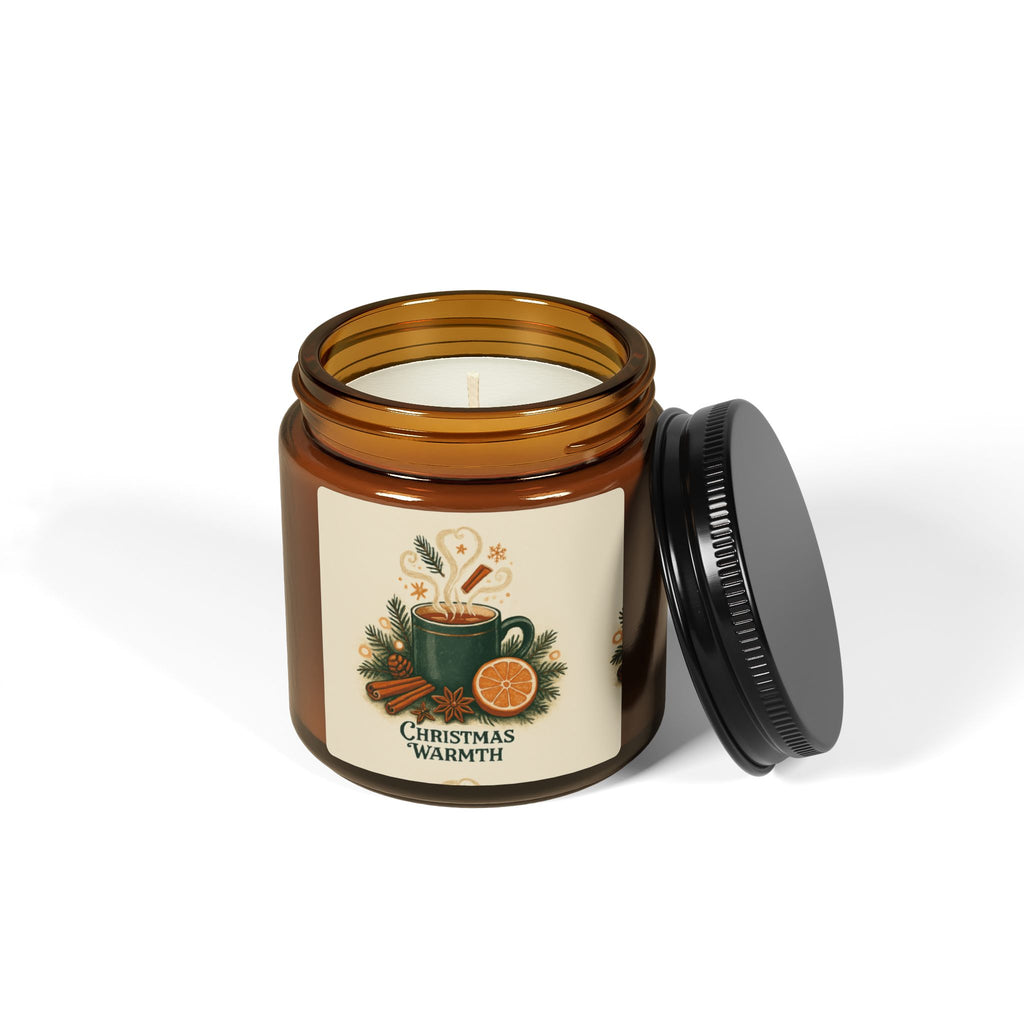 Cozy Christmas Scented Soy Candle - Amber Jar, Holiday Gift, Home Decor, Relaxation, Aromatherapy, Seasonal Décor