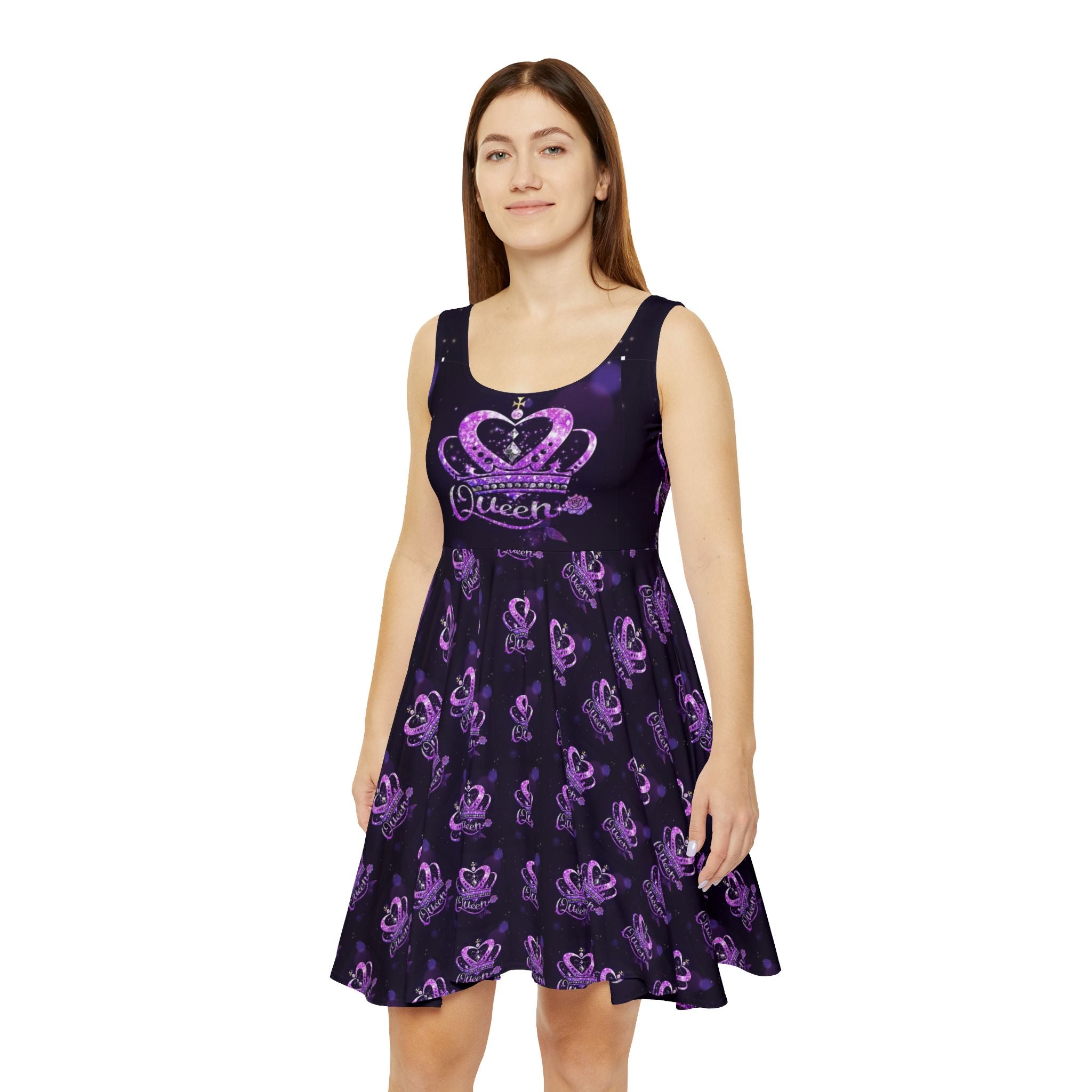 Queen Crown Purple Pattern Skater Dress