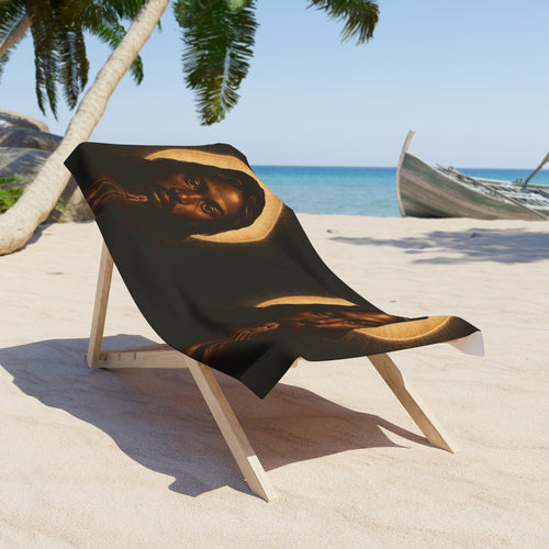 Black Jesus Beach Towel, Inspirational Pool Towel, Religious Gift, Spiritual Decor, Beach Accessories, Summer Essential