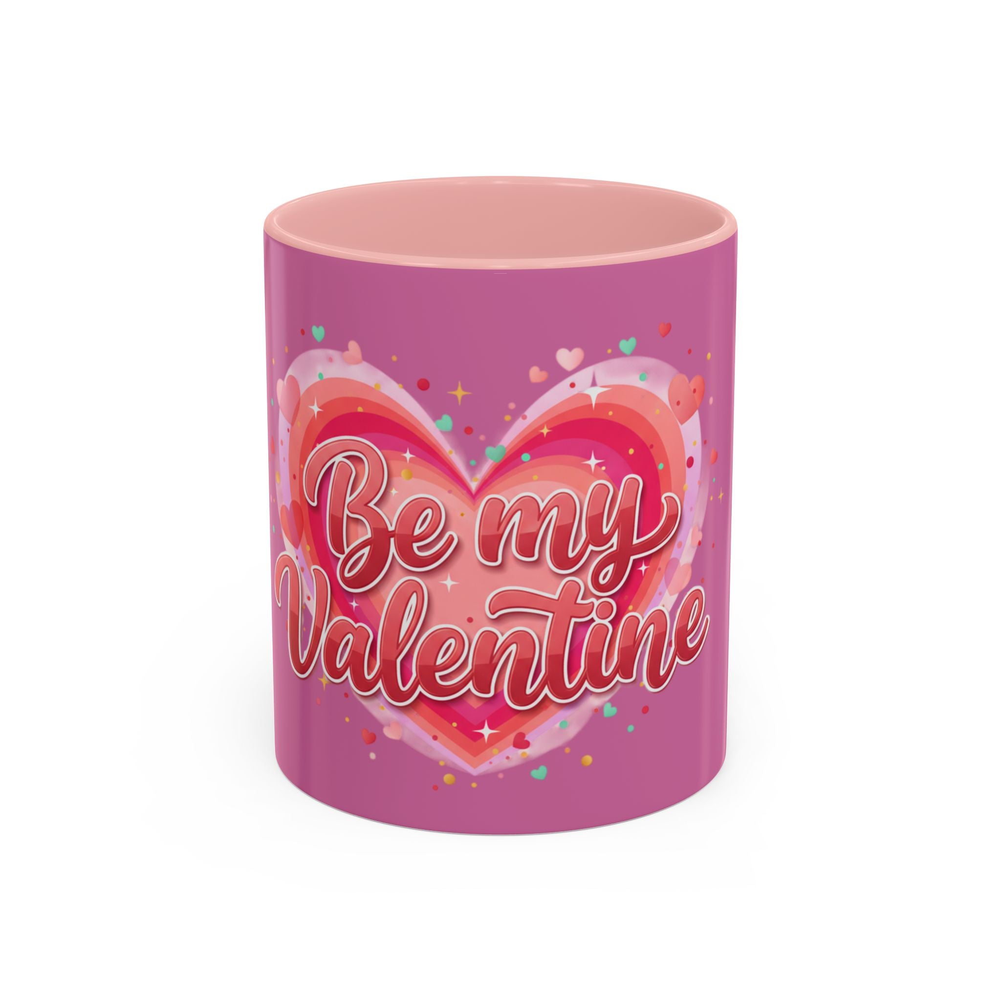 Valentine Coffee Mug — "Be My Valentine" Pink Heart Accent Mug (11/15oz)