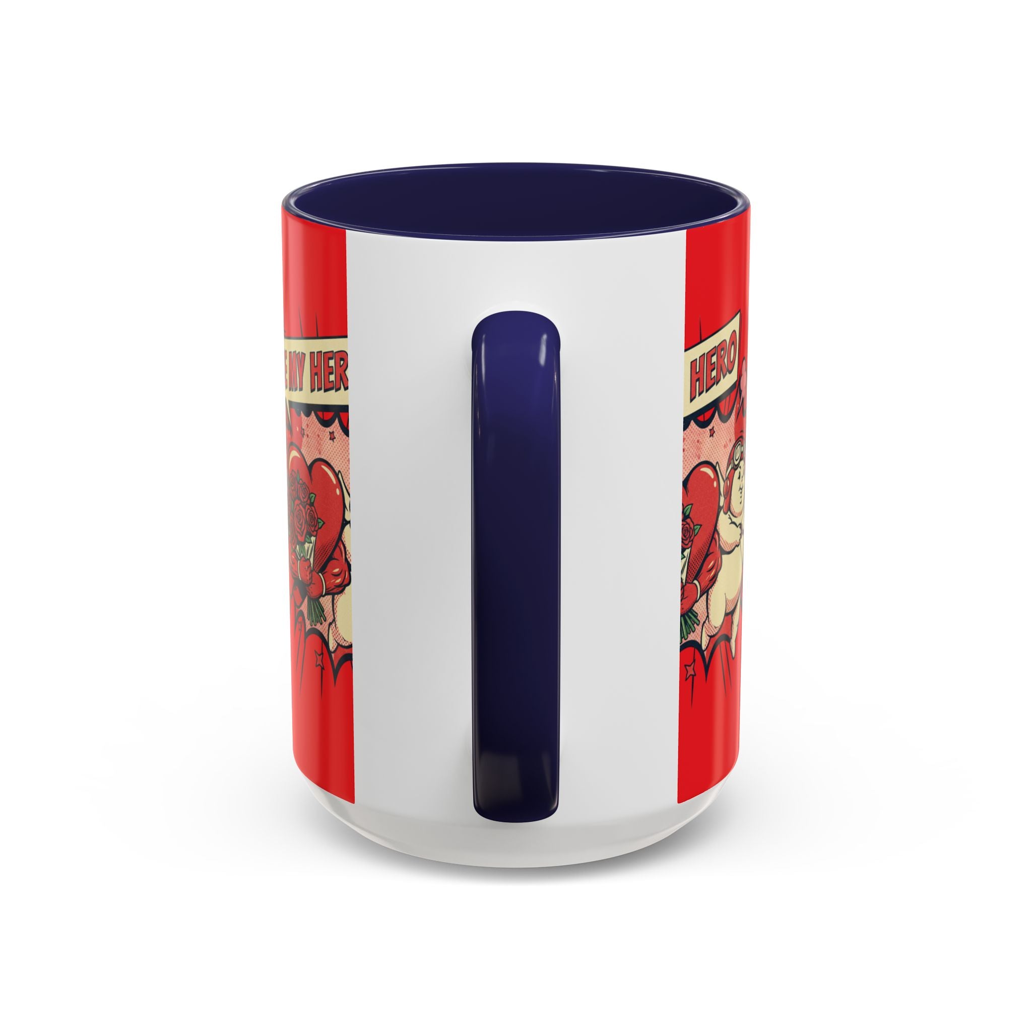 Be My Hero Coffee Mug — Cute Cupid Valentine Accent Mug (11/15oz)