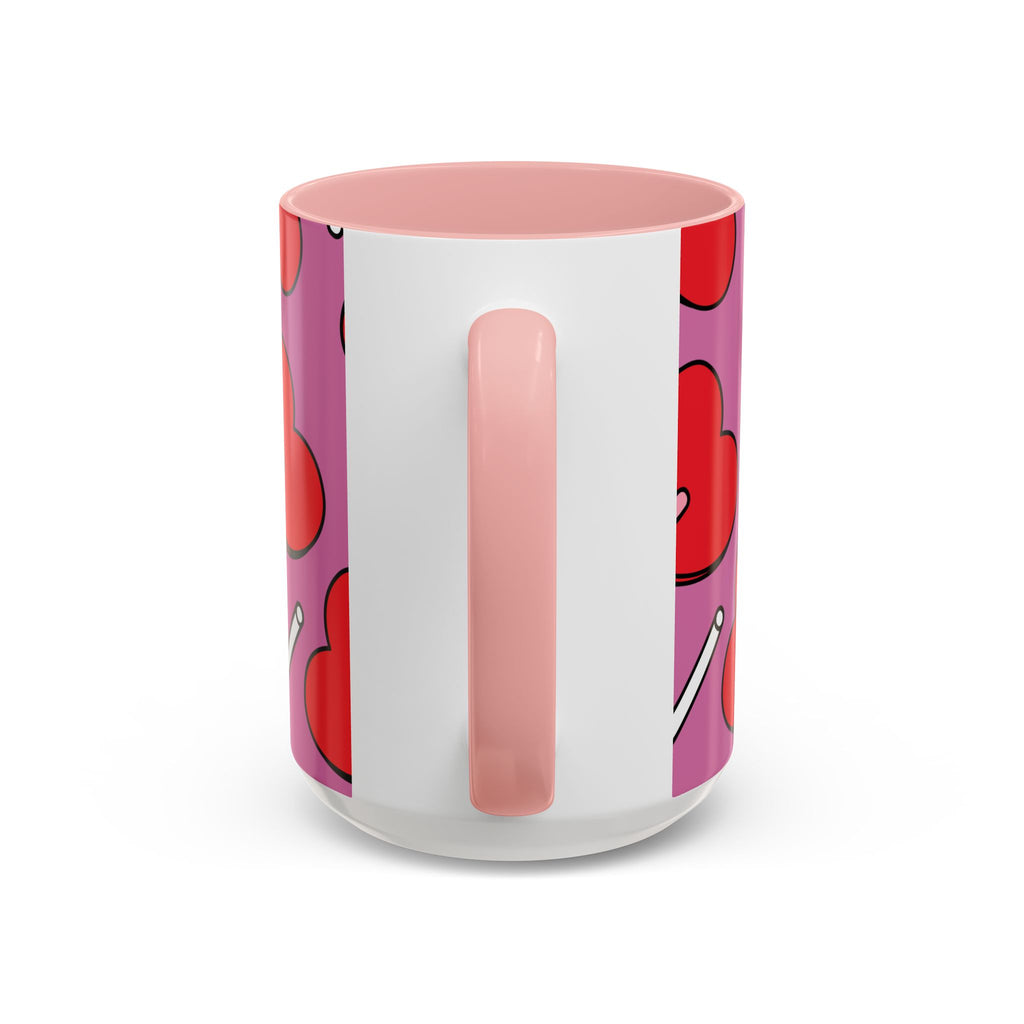 Heart Lollipop Accent Coffee Mug — Cute Valentine Candy Pattern (11/15oz)