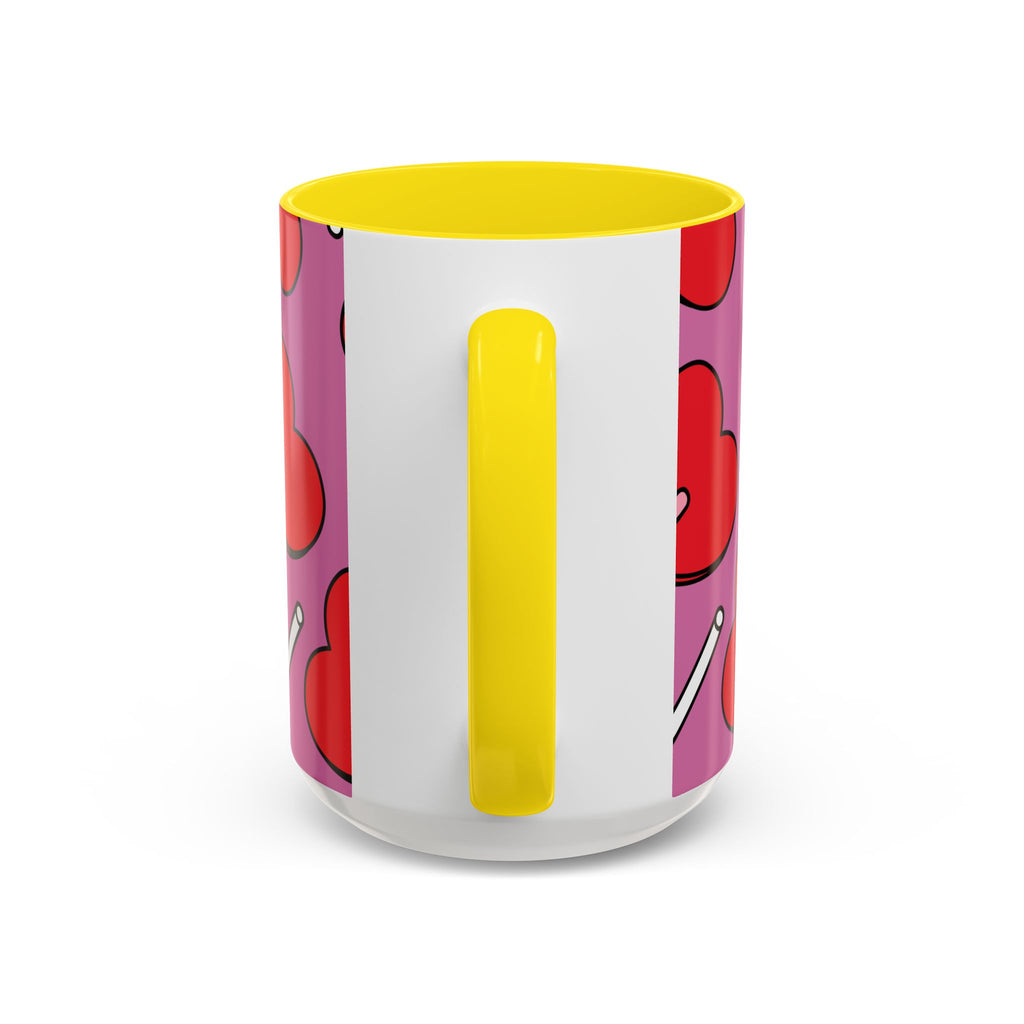 Heart Lollipop Accent Coffee Mug — Cute Valentine Candy Pattern (11/15oz)