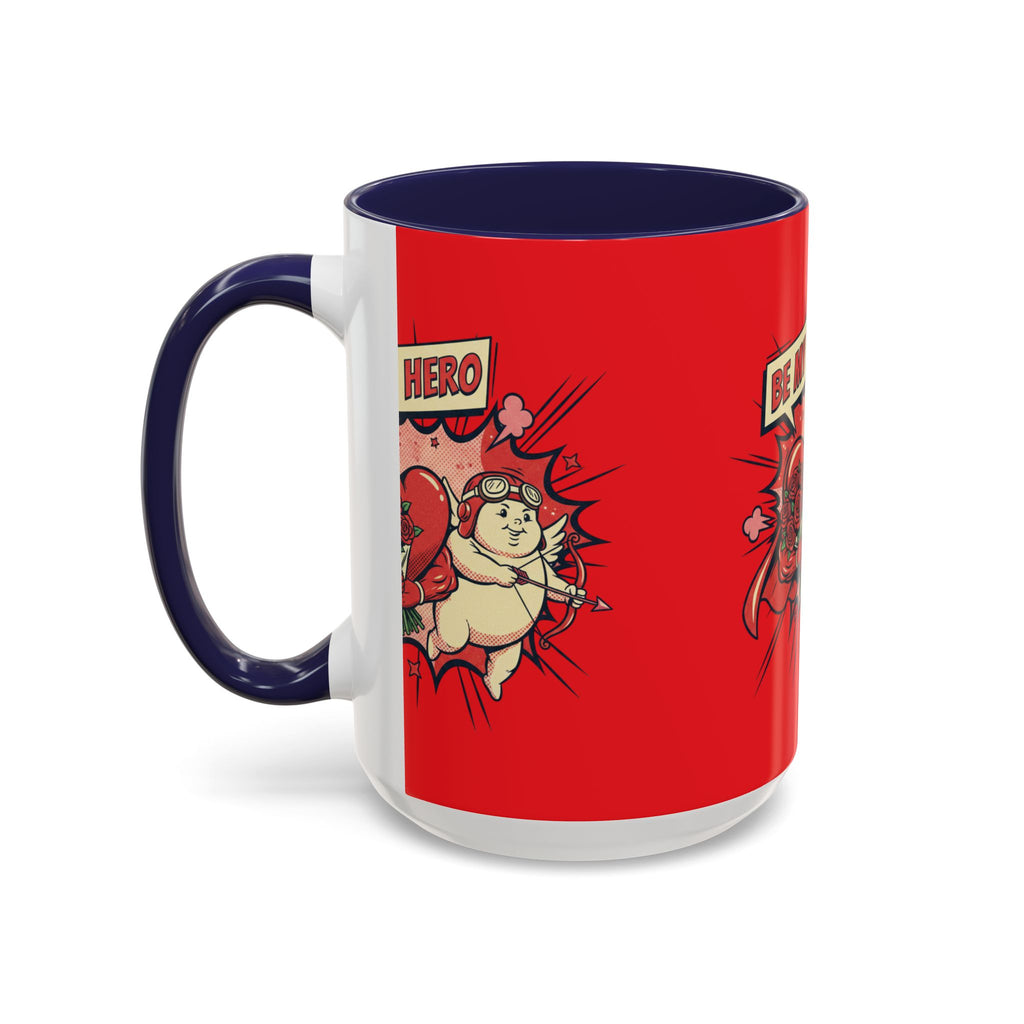 Be My Hero Coffee Mug — Cute Cupid Valentine Accent Mug (11/15oz)