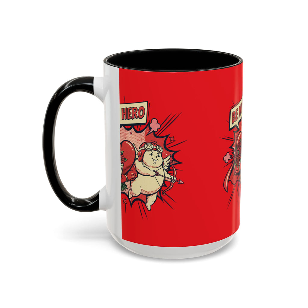 Be My Hero Coffee Mug — Cute Cupid Valentine Accent Mug (11/15oz)