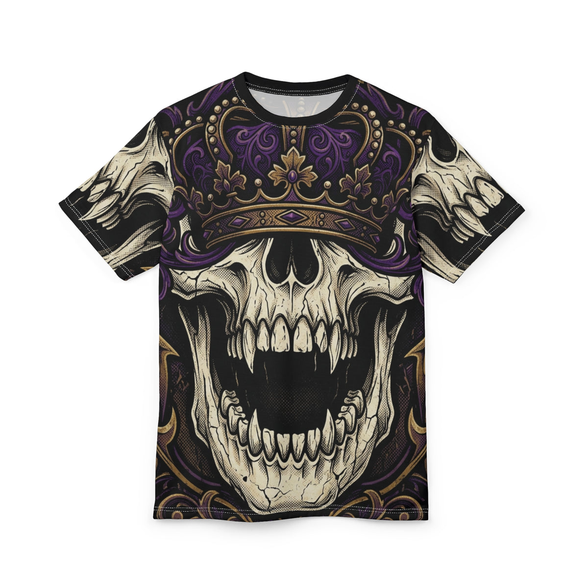 Camiseta Skull King – Camisa gótica con estampado integral de calavera coronada