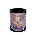Heart Fairy Art Mug — "Always By Your Side" Romantic Black Coffee Cup