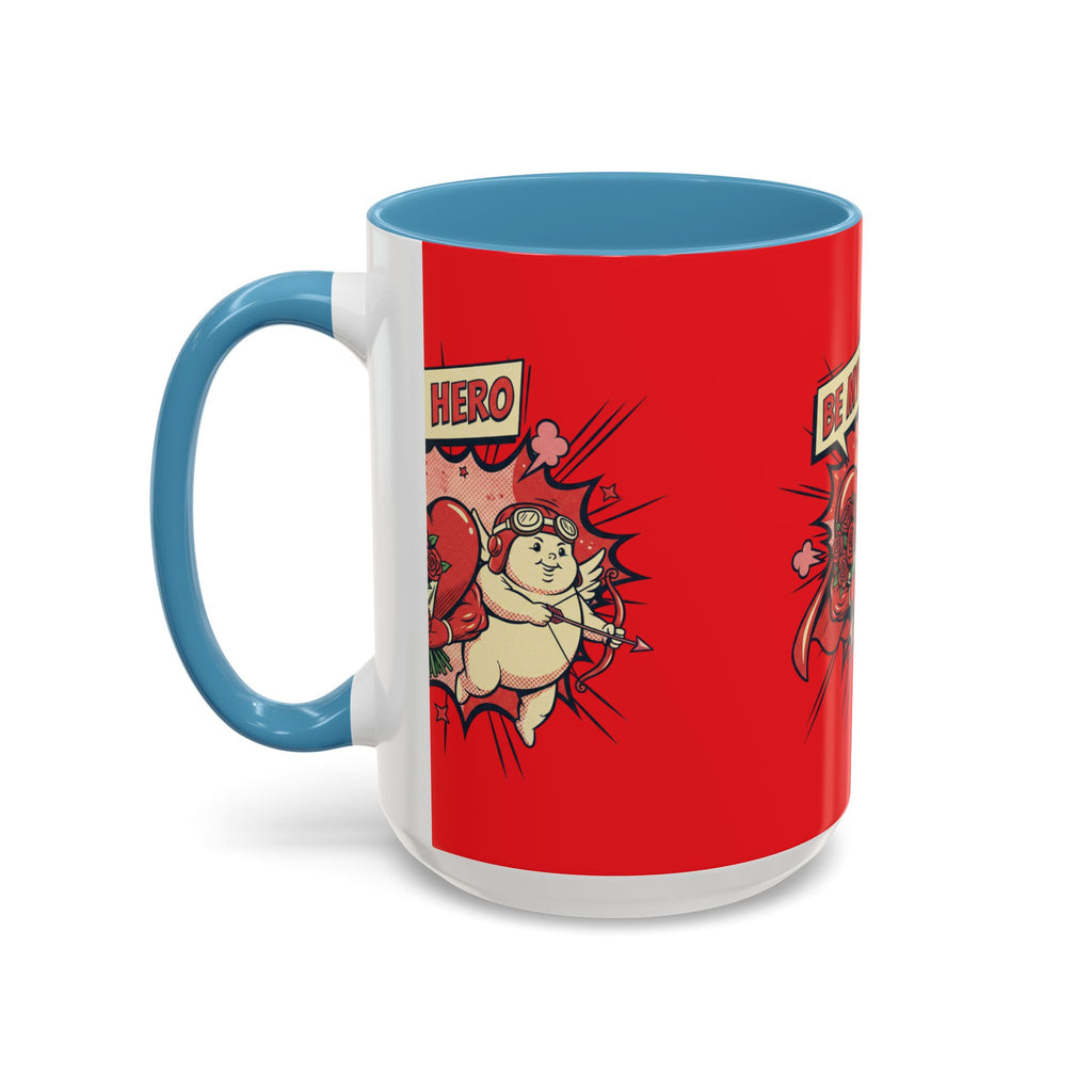 Be My Hero Coffee Mug — Cute Cupid Valentine Accent Mug (11/15oz)