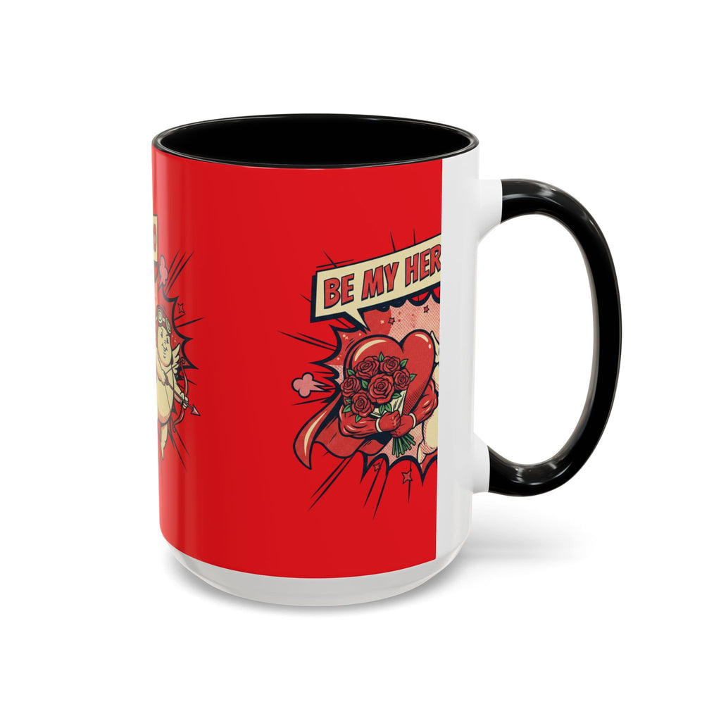 Be My Hero Coffee Mug — Cute Cupid Valentine Accent Mug (11/15oz)