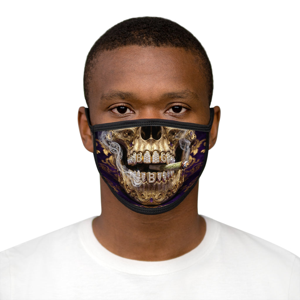 Skull Smoke Face Mask — Gold Grin Graphic Face Covering