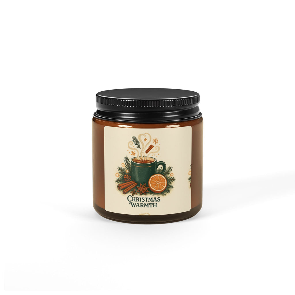 Cozy Christmas Scented Soy Candle - Amber Jar, Holiday Gift, Home Decor, Relaxation, Aromatherapy, Seasonal Décor