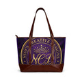 Personalized Purple & Gold Logo Tote Handbag – Custom Monogram Crown Design