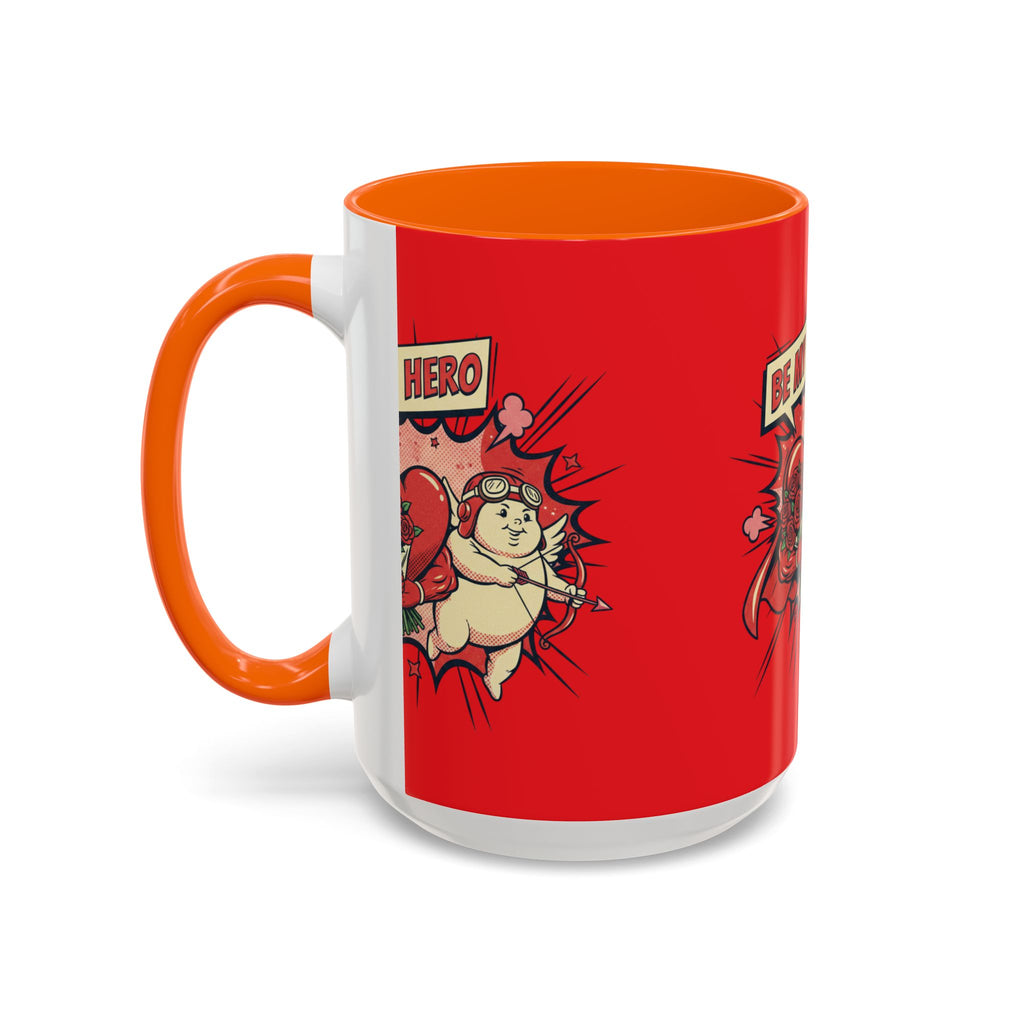 Be My Hero Coffee Mug — Cute Cupid Valentine Accent Mug (11/15oz)