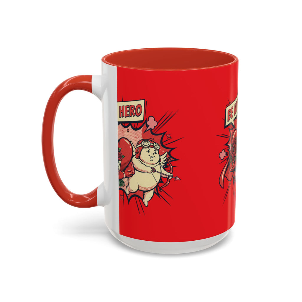 Be My Hero Coffee Mug — Cute Cupid Valentine Accent Mug (11/15oz)