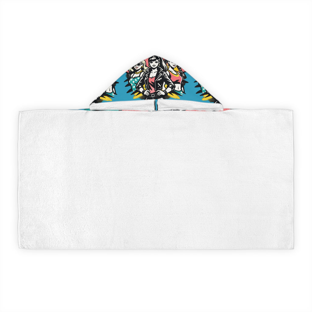 Toddlers/Youth Hooded Towel — Retro Pop Art Girl Squad Beach & Pool Robe