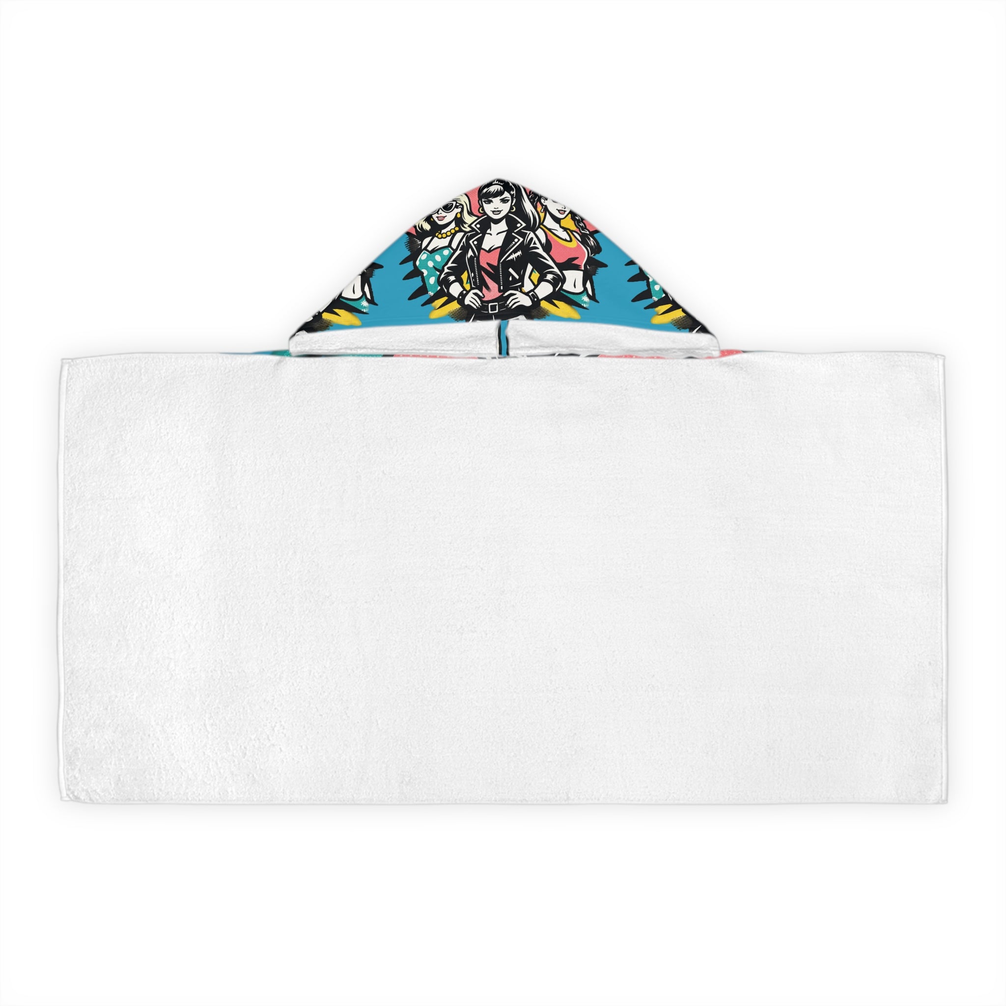 Toddlers/Youth Hooded Towel — Retro Pop Art Girl Squad Beach & Pool Robe