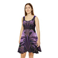 Art Deco Purple Floral Skater Dress - Vintage Glam AOP