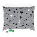 Cozy Paw Print Pet Bed – Gray Fishbone & Paw Pattern Cushion for Dogs & Cats