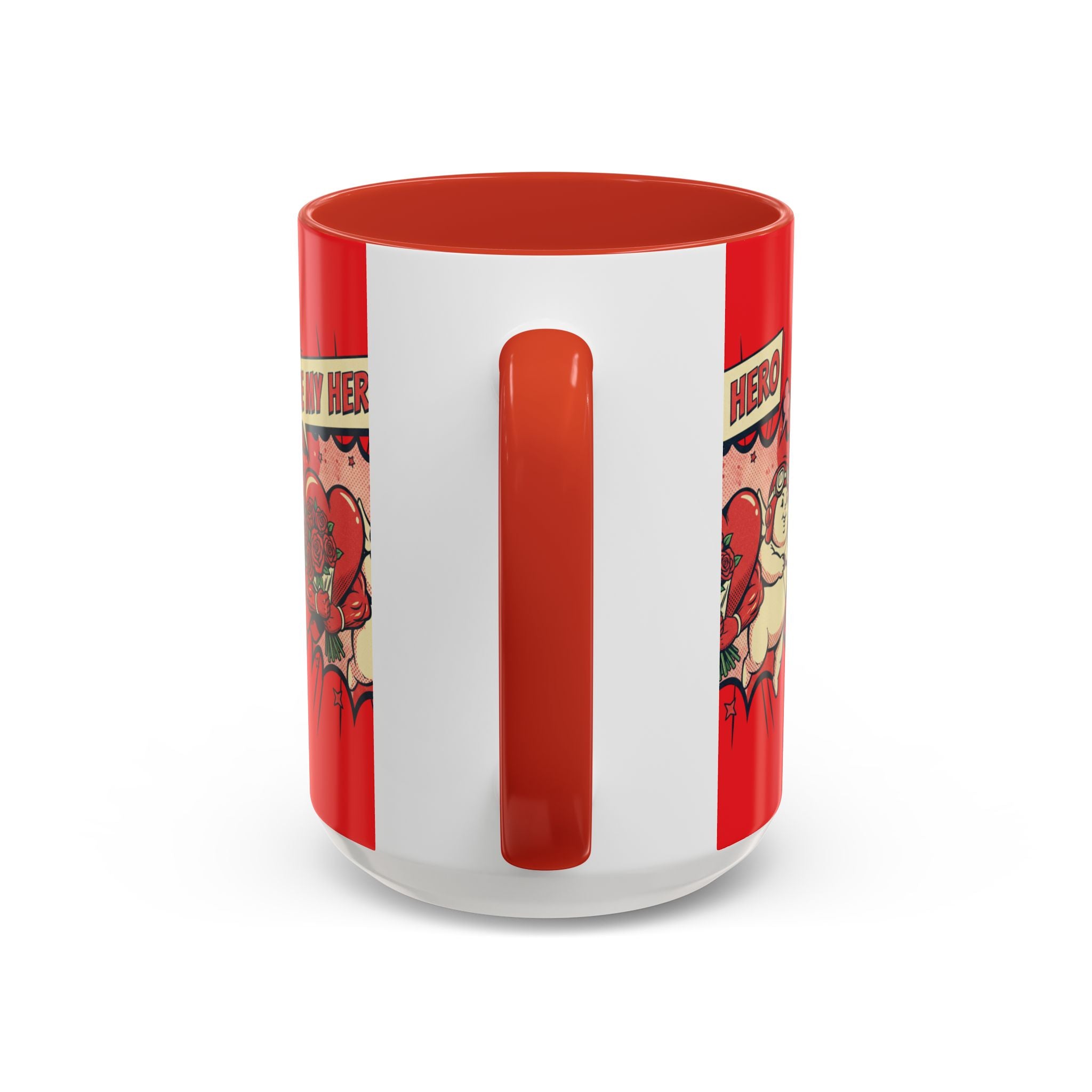 Be My Hero Coffee Mug — Cute Cupid Valentine Accent Mug (11/15oz)