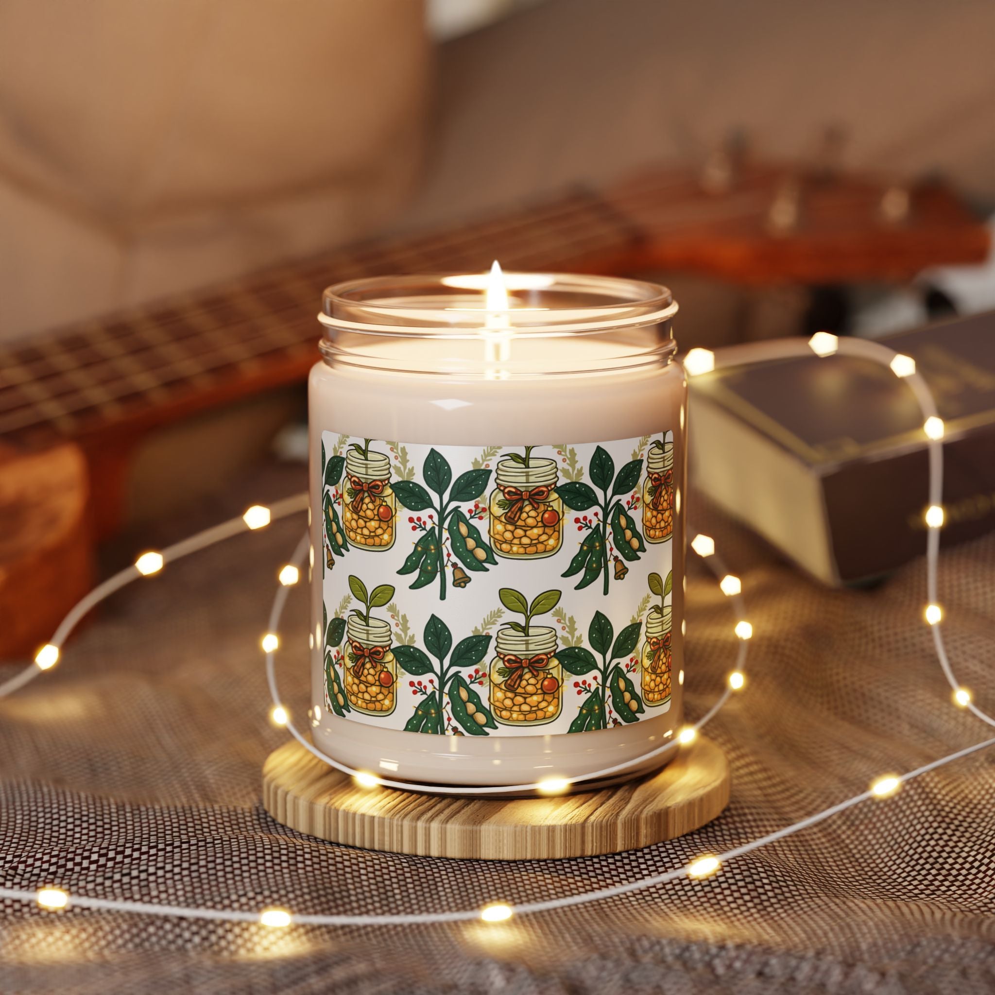 Scented Soy Candle with Botanical Design, Aromatherapy Gift, Eco-Friendly Candle, Home Decor, Relaxation, Holiday Gift