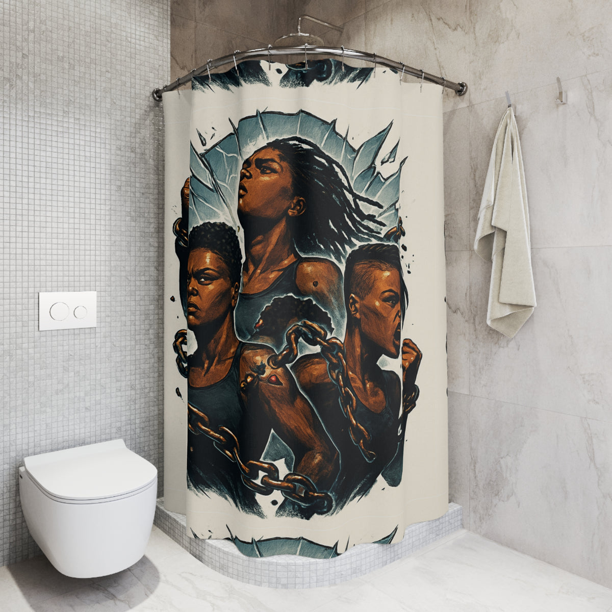 Cortina de ducha empoderadora con ilustraciones atrevidas, decoraciones del Mes de la Historia Afroamericana, decoración artística para el hogar, baño único [...]