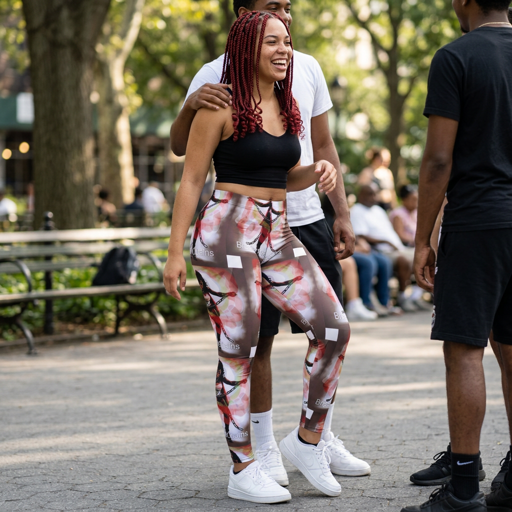 Mallas casuales vibrantes para mujer, ropa deportiva elegante, pantalones de entrenamiento, comodidad diaria, mallas con estampado único
