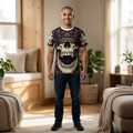 Camiseta Skull King – Camisa gótica con estampado integral de calavera coronada