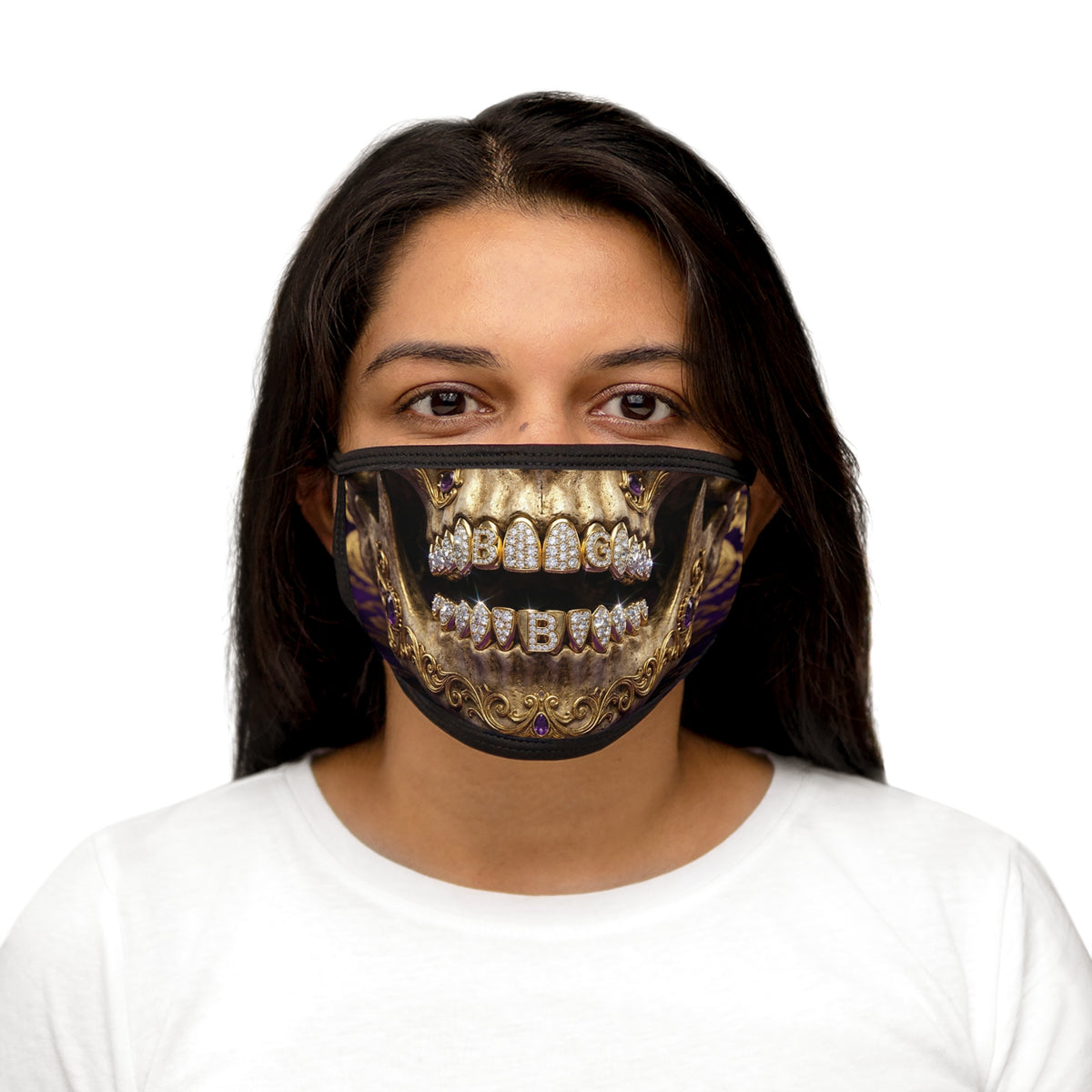 Mascarilla facial — Estampado de calavera dorada con rejilla
