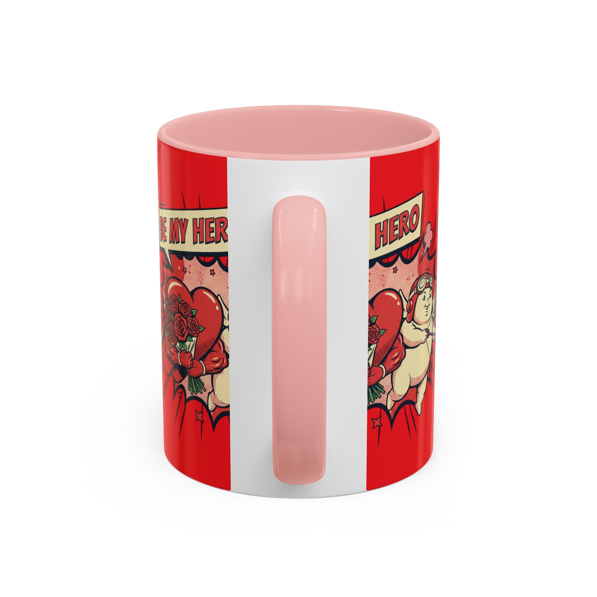 Be My Hero Coffee Mug — Cute Cupid Valentine Accent Mug (11/15oz)