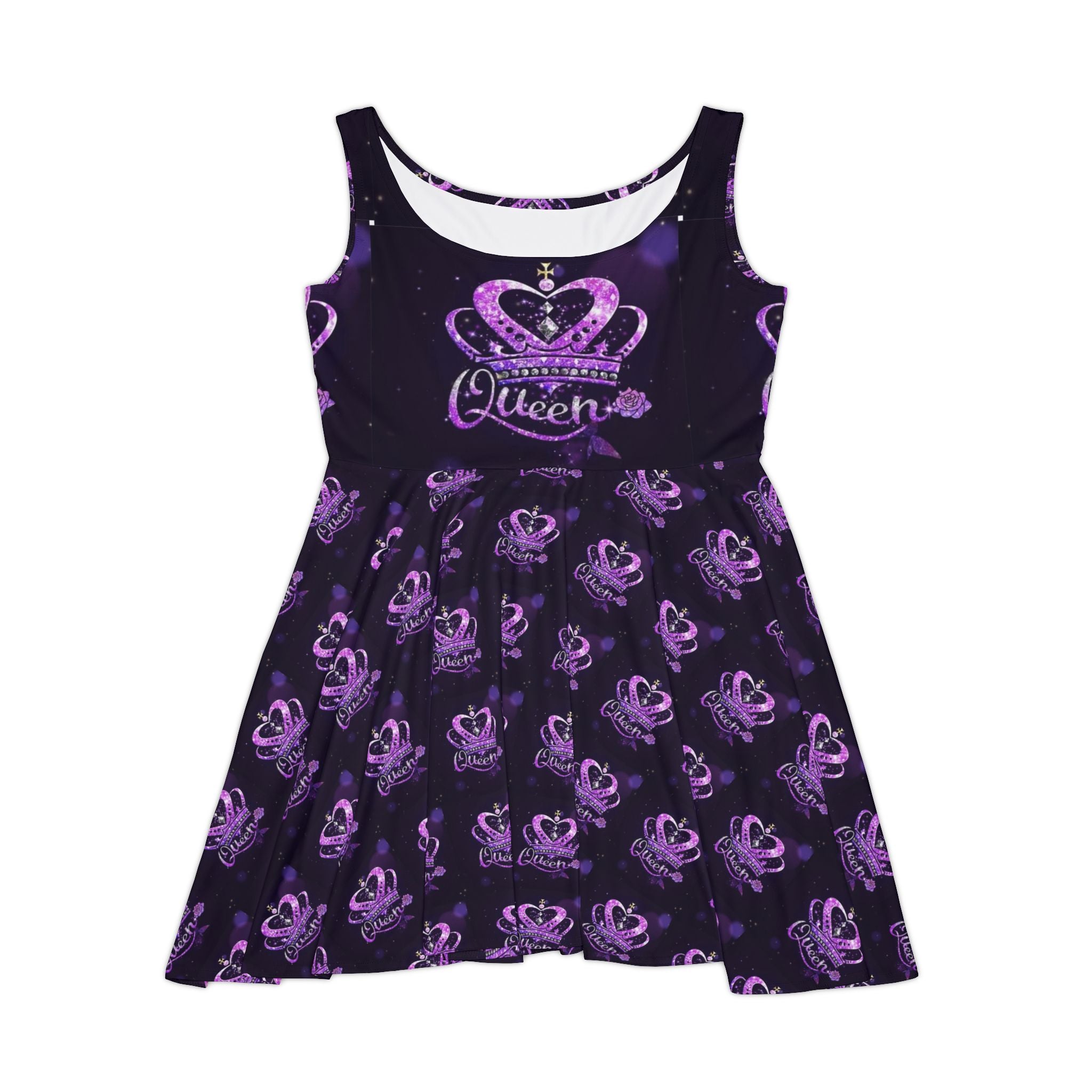 Queen Crown Purple Pattern Skater Dress