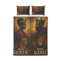 His Queen Her King Lion Portrait Quilt Cover Set — Royal African Couple Bedding (3-Piece)