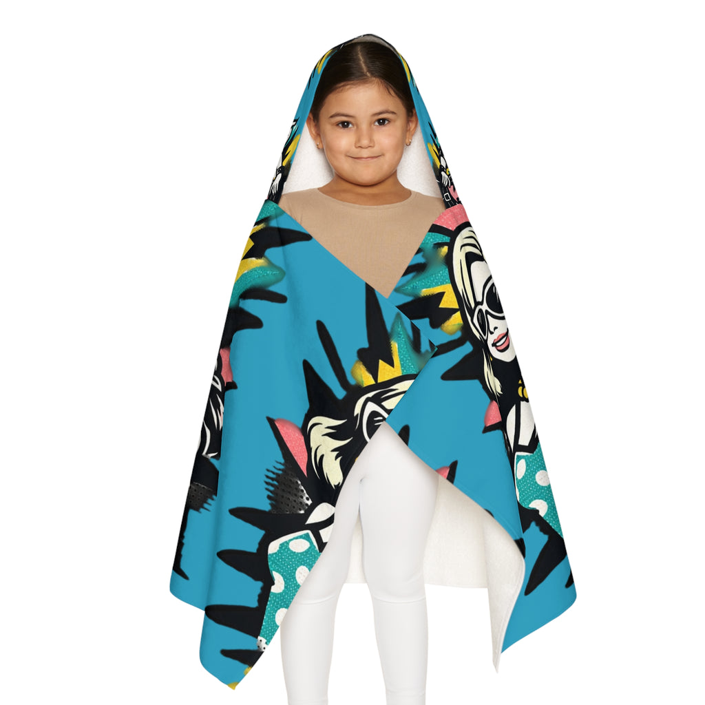 Toddlers/Youth Hooded Towel — Retro Pop Art Girl Squad Beach & Pool Robe