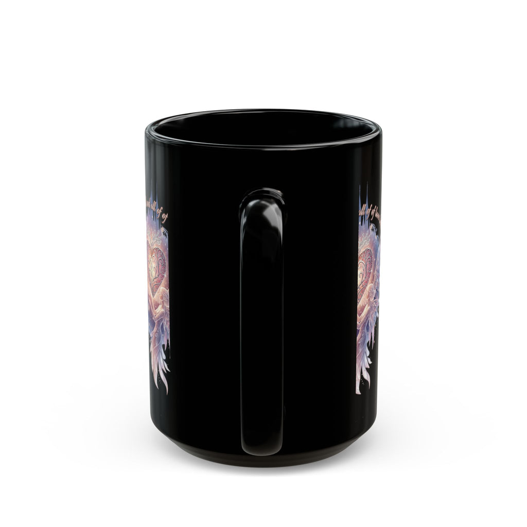 Heart Fairy Art Mug — "Always By Your Side" Romantic Black Coffee Cup