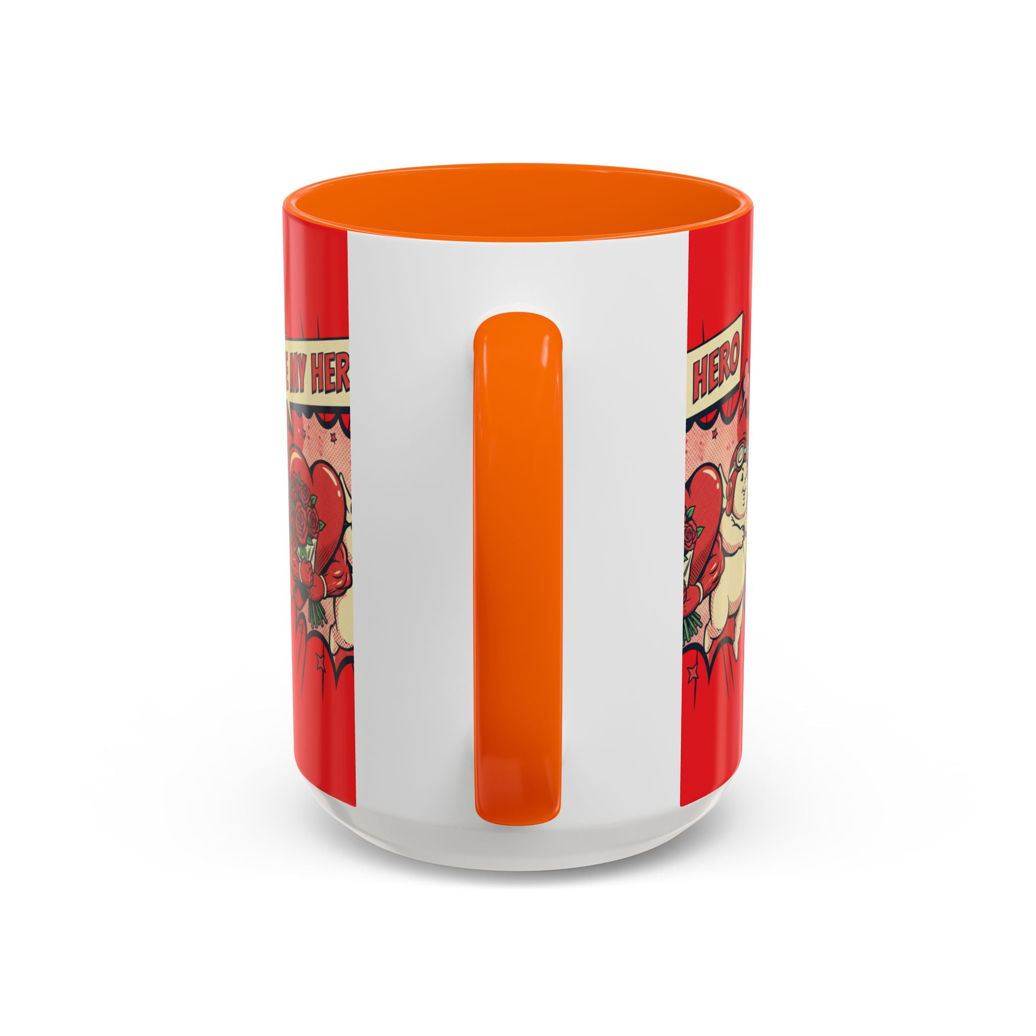Be My Hero Coffee Mug — Cute Cupid Valentine Accent Mug (11/15oz)