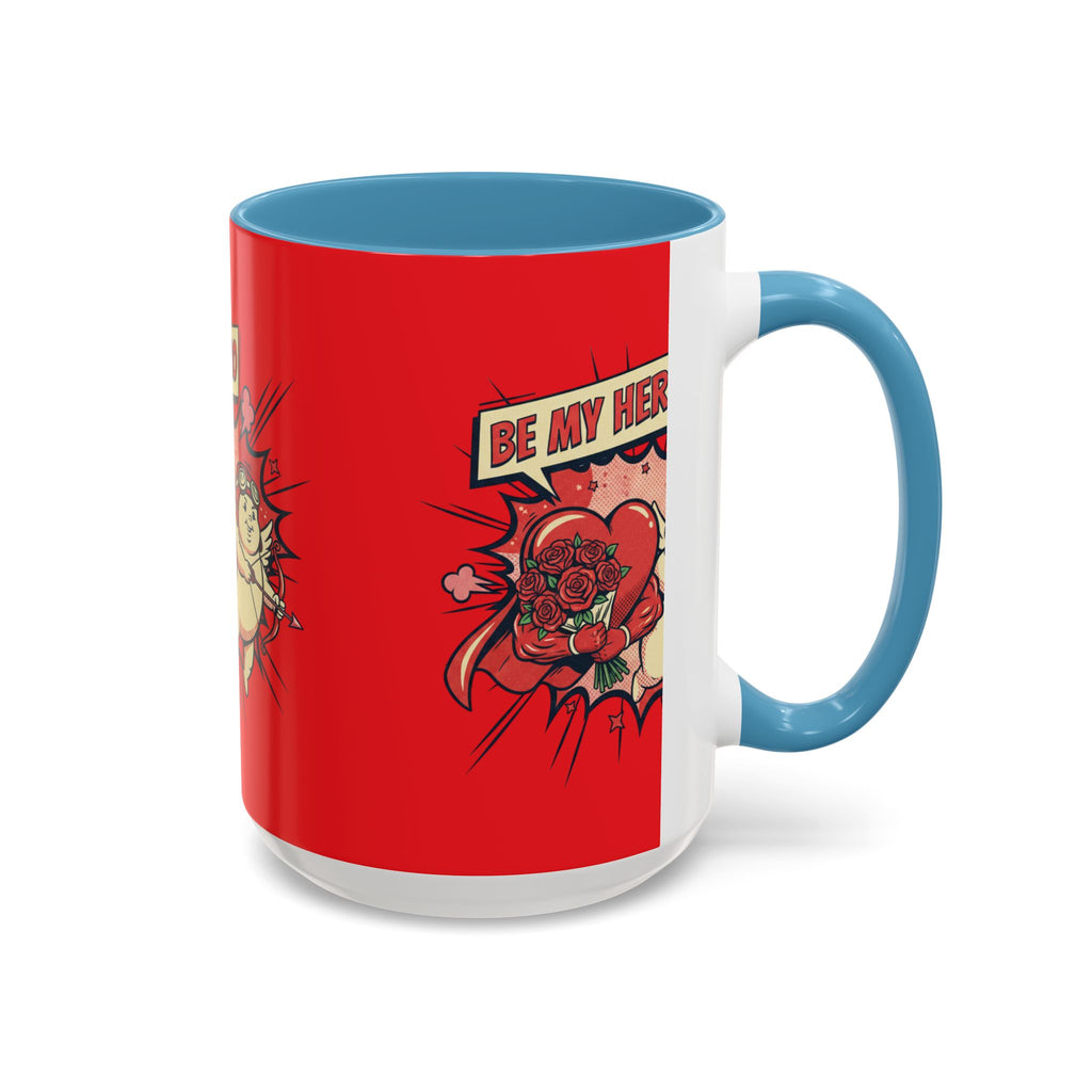 Be My Hero Coffee Mug — Cute Cupid Valentine Accent Mug (11/15oz)