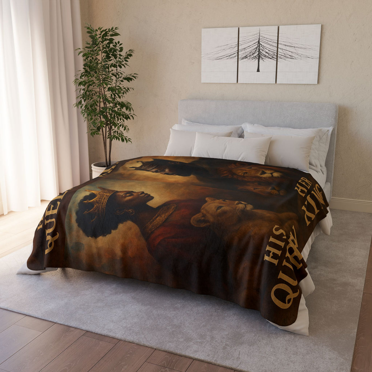 Regal Love Fleece Sherpa Blanket - His Queen Her King Design