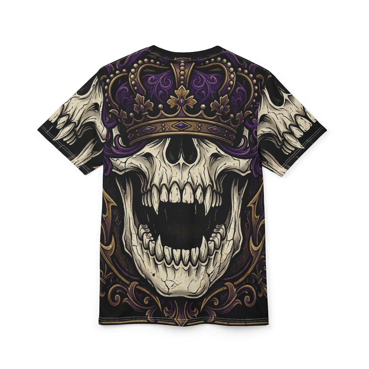 Camiseta Skull King – Camisa gótica con estampado integral de calavera coronada