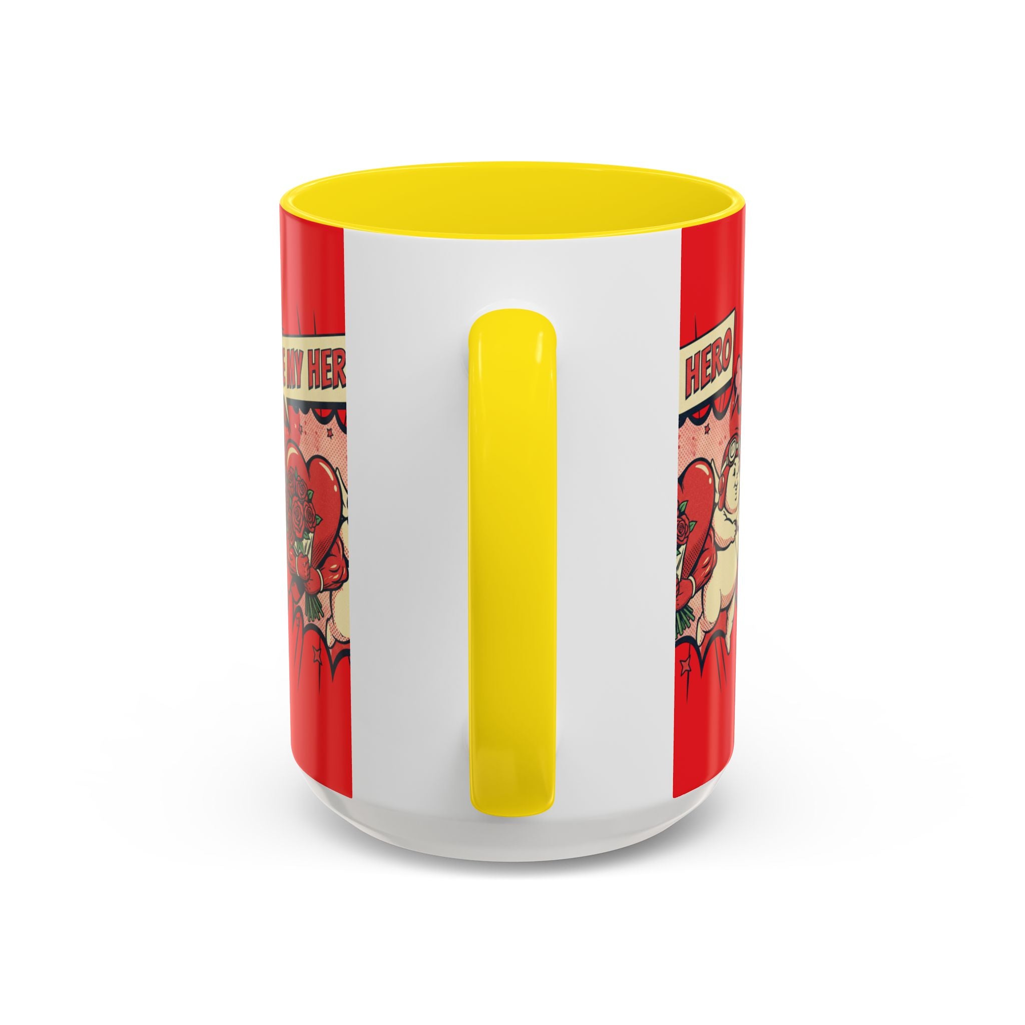 Be My Hero Coffee Mug — Cute Cupid Valentine Accent Mug (11/15oz)