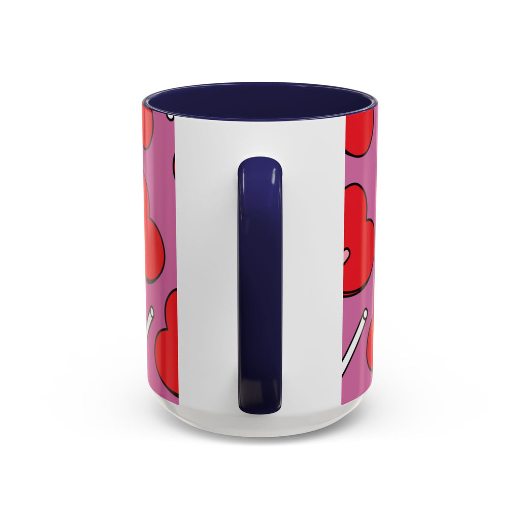 Heart Lollipop Accent Coffee Mug — Cute Valentine Candy Pattern (11/15oz)