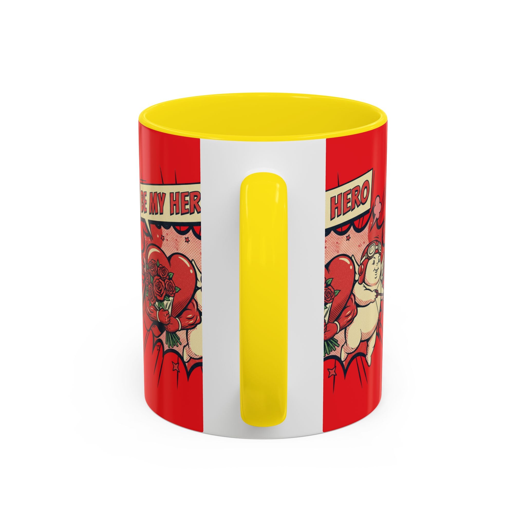 Be My Hero Coffee Mug — Cute Cupid Valentine Accent Mug (11/15oz)