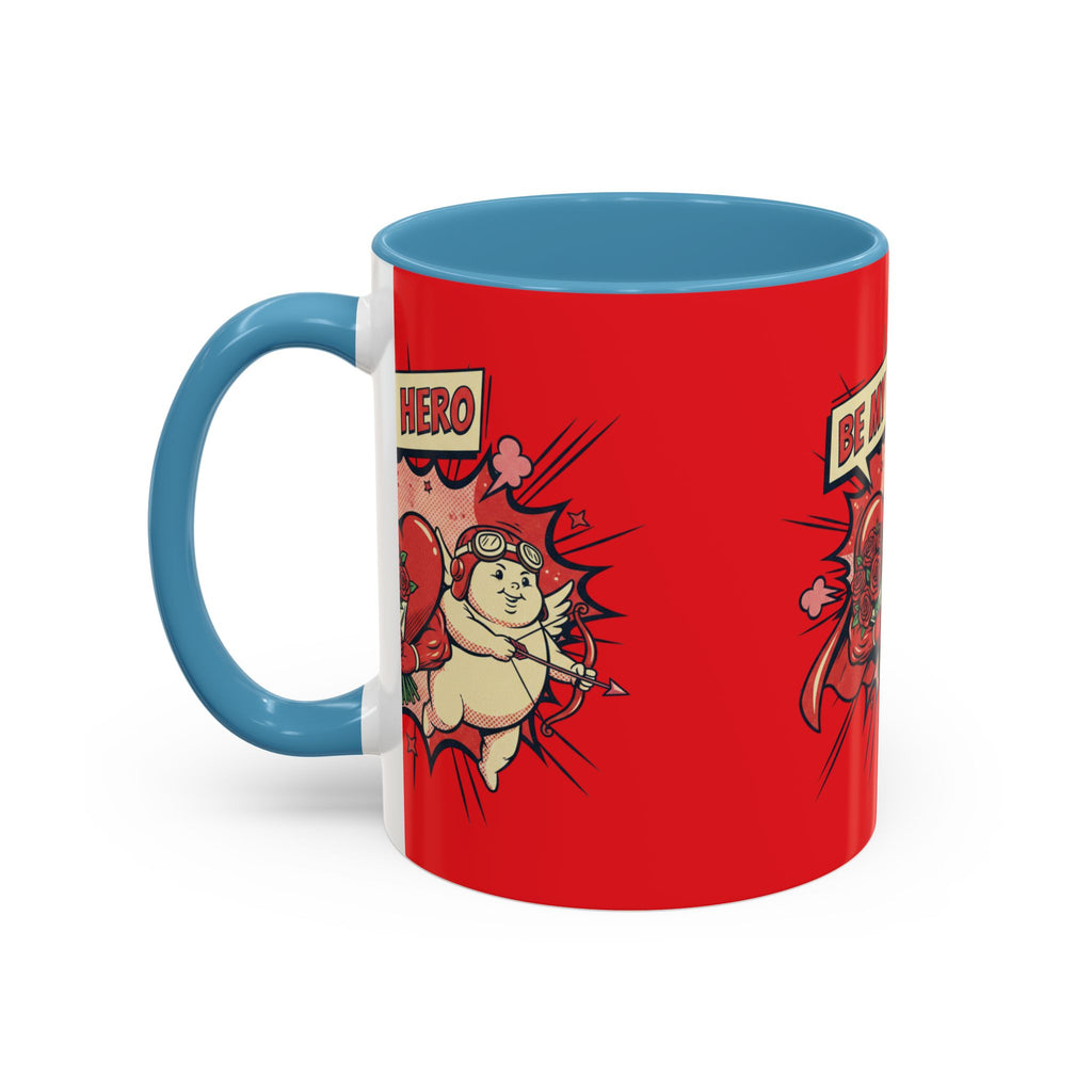 Be My Hero Coffee Mug — Cute Cupid Valentine Accent Mug (11/15oz)