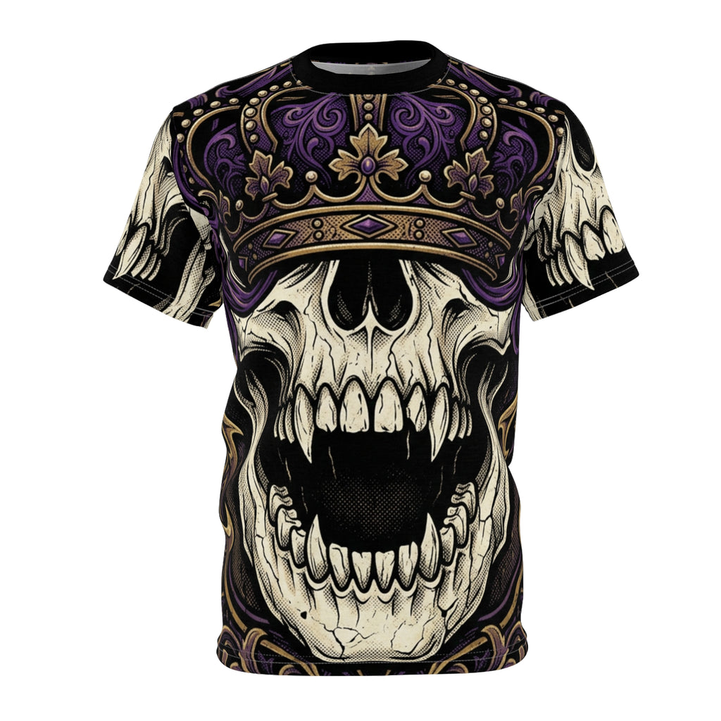 Camiseta Skull King – Camisa gótica con estampado integral de calavera coronada