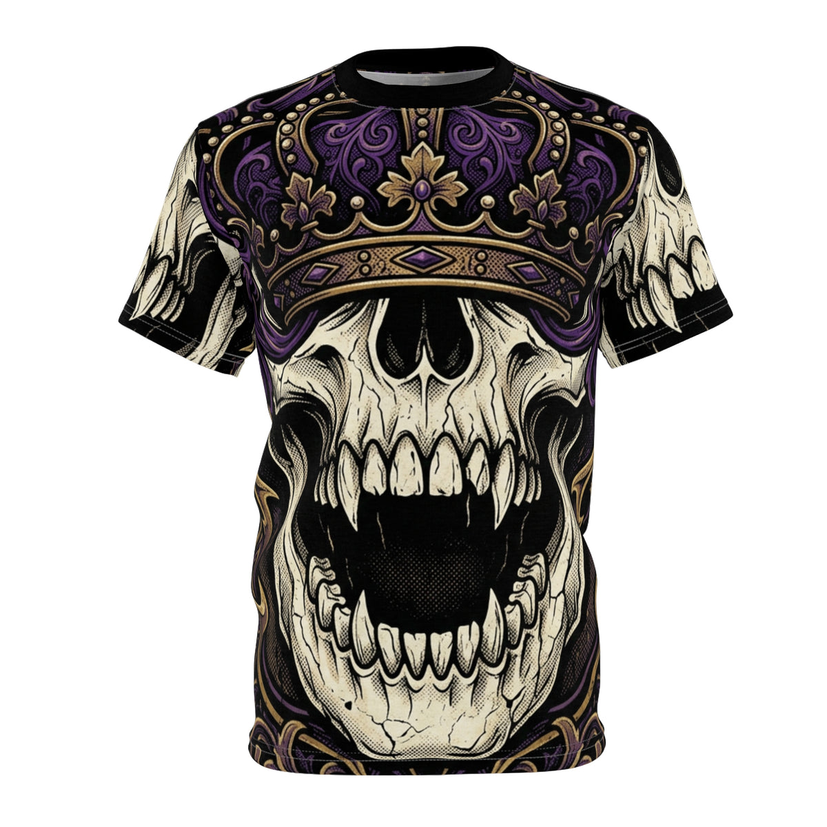 Camiseta Skull King – Camisa gótica con estampado integral de calavera coronada