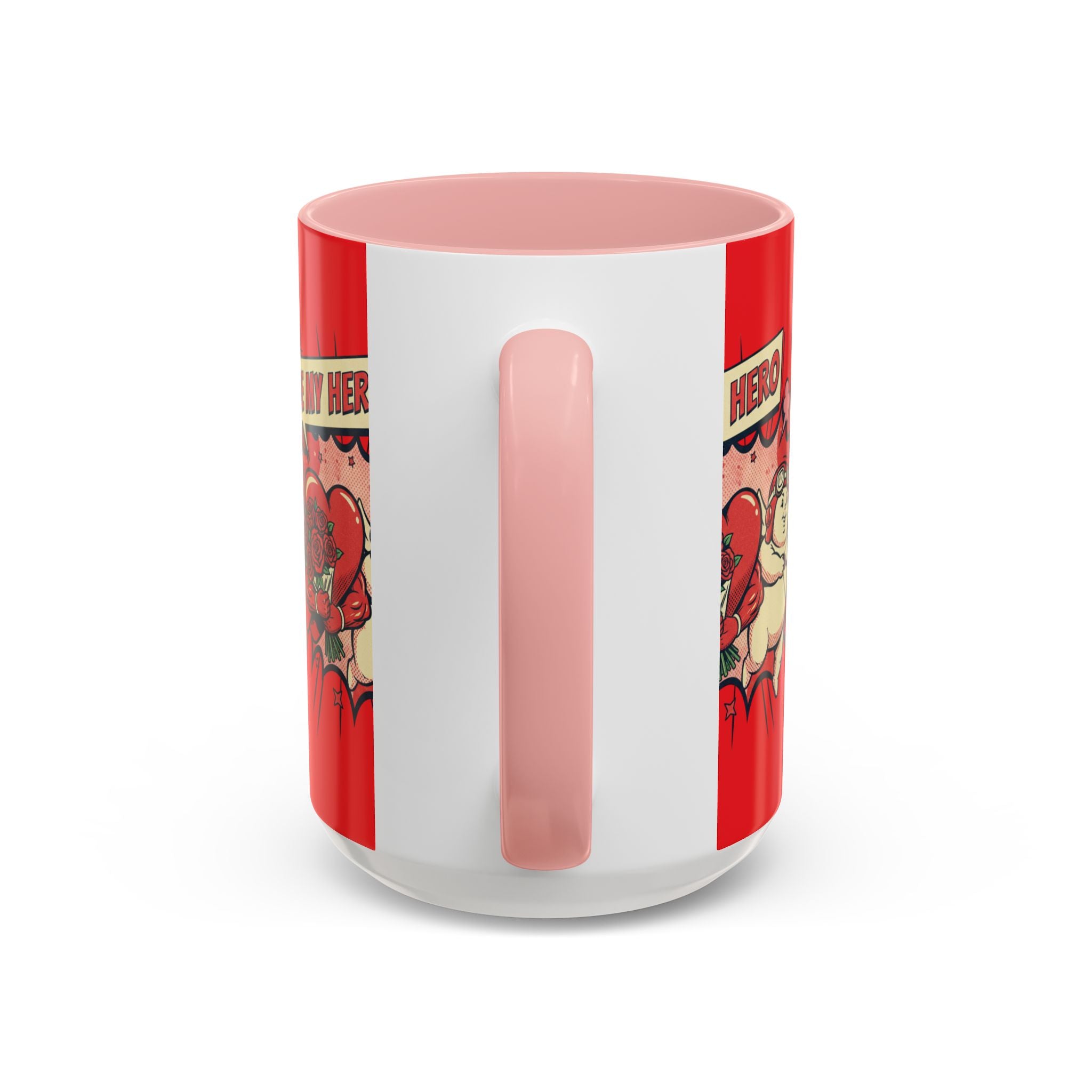 Be My Hero Coffee Mug — Cute Cupid Valentine Accent Mug (11/15oz)