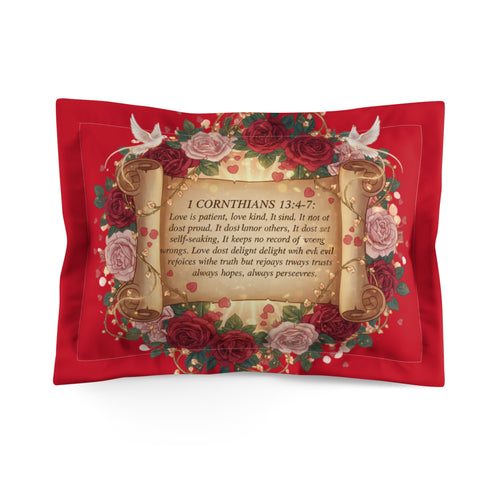 1 Corinthians 13 Love Definition Pillow Sham — Spiritual Inspirational Bible Verse Home Decor