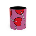 Heart Lollipop Accent Coffee Mug — Cute Valentine Candy Pattern (11/15oz)