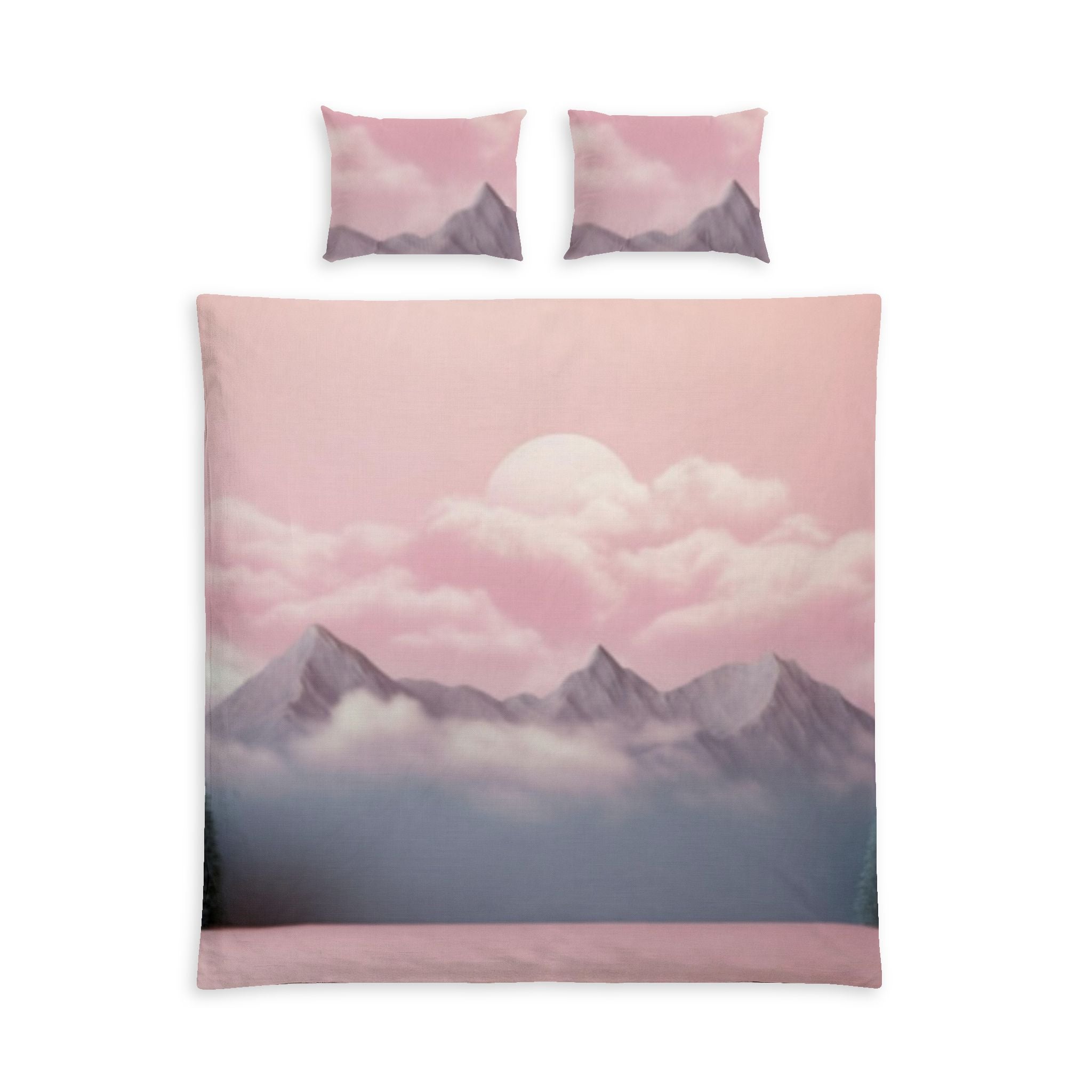 Pink Mountain Sunrise Duvet Cover Set