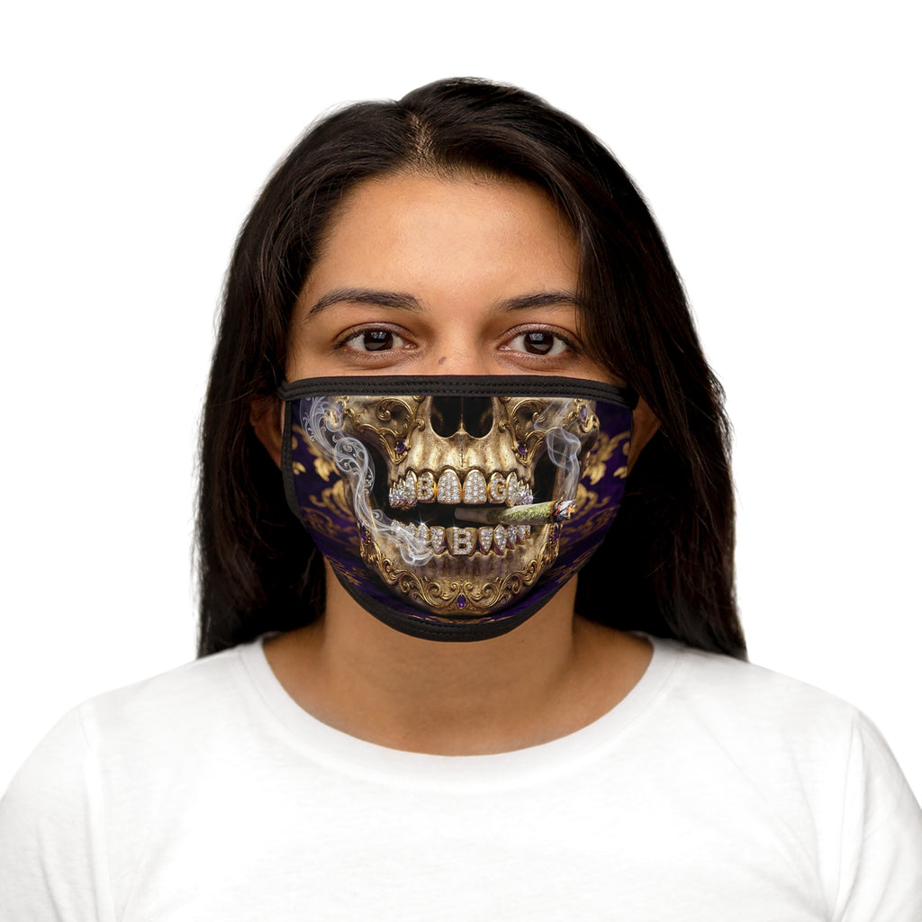 Skull Smoke Face Mask — Gold Grin Graphic Face Covering